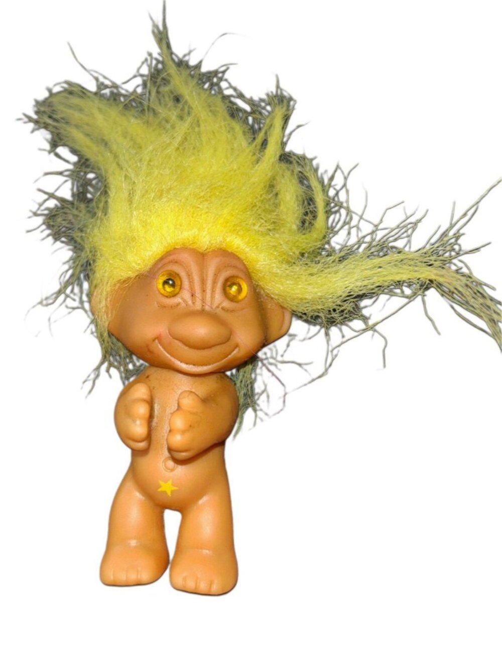 Unbranded Vintage Bright Yellow Haired Troll Doll Moveable Head Pencil Hugger